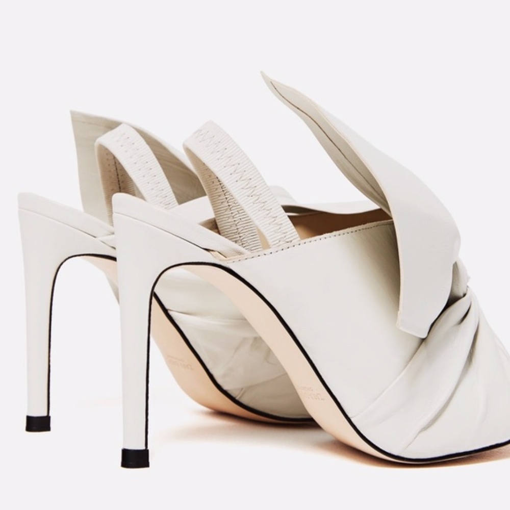 Zara Leather Sandals Heels Shoes with Bow Womens 6.5 - Picture 11 of 16